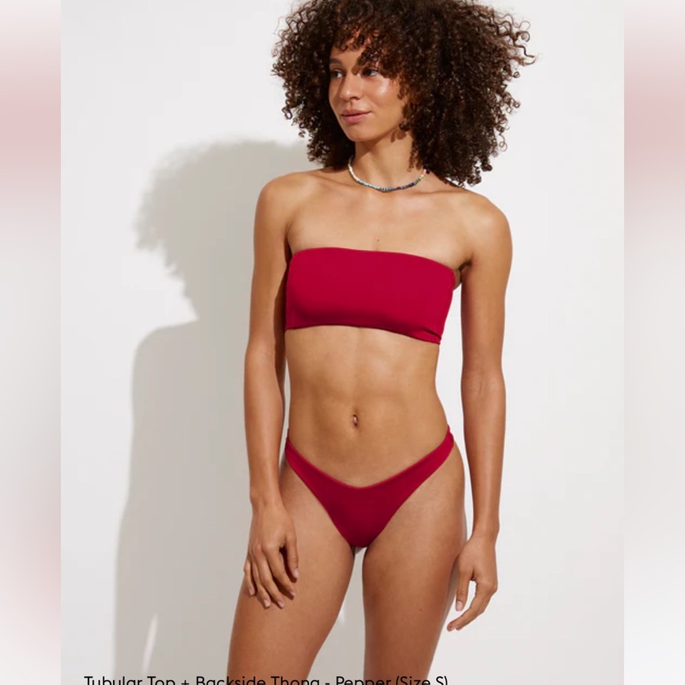 Left On Friday Tubular Top strapless bandeau bikini top swim Pepper Cerise